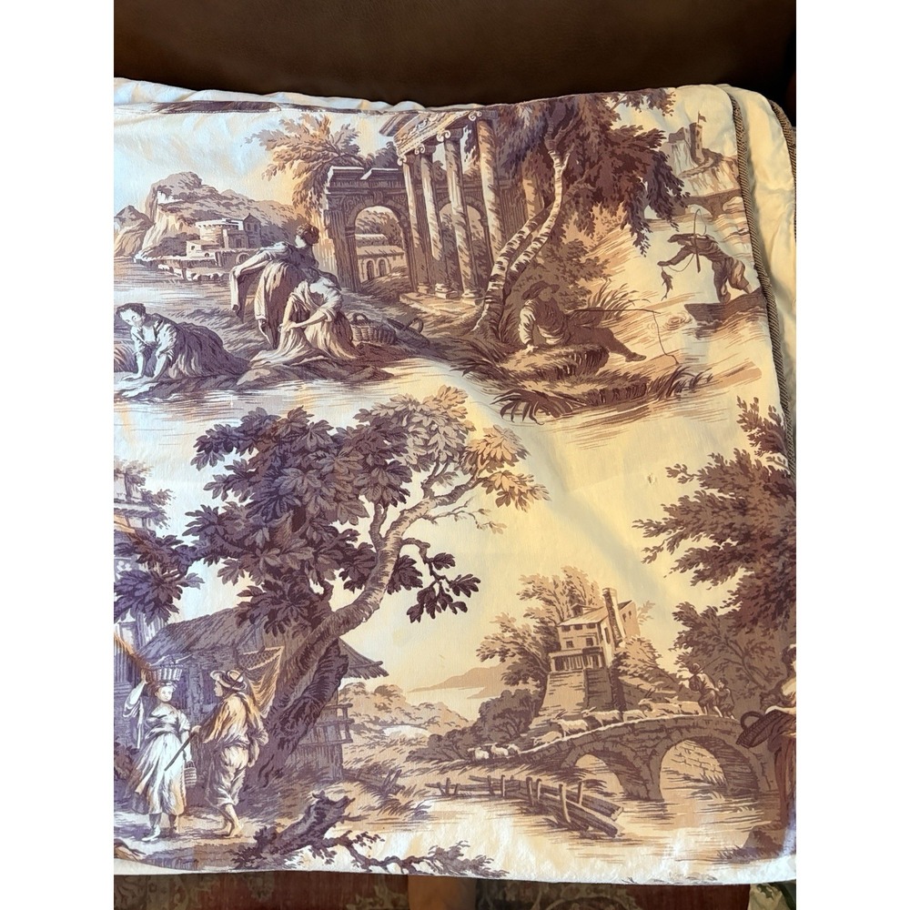 VTG Toile Spa Chinoiserie Custom Made Queen Duvet‎ Cover Soft Lavender 87" x 90"